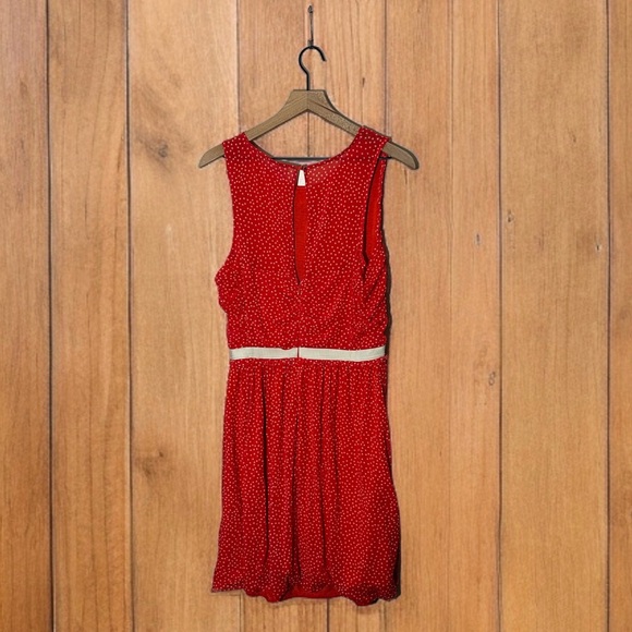 POSTMARK ANTHROPOLOGIE POLKA DOT KEYHOLE BACK DRESS RUCHED BODICE SIZE LARGE - Picture 4 of 6